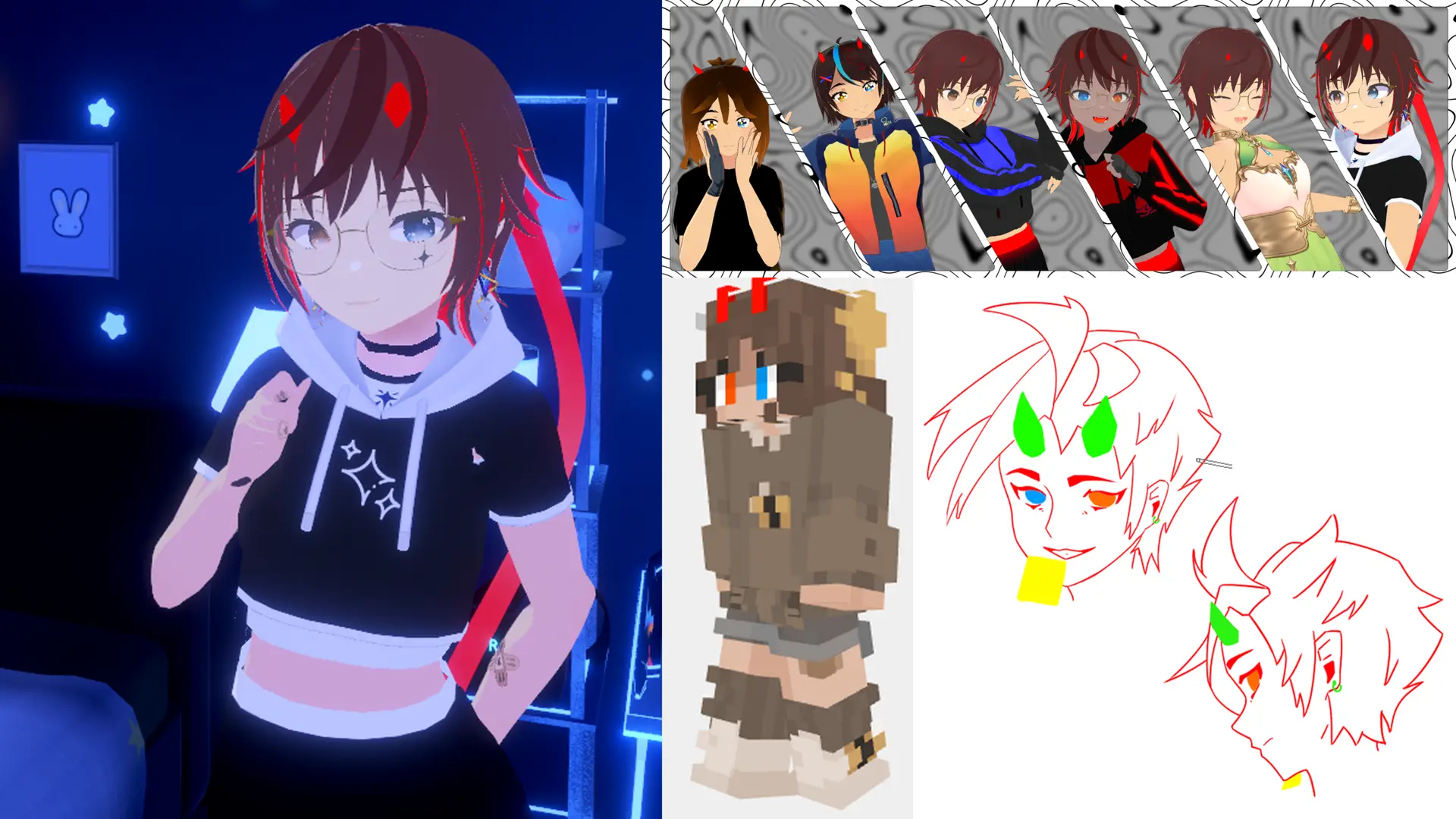 evolution des versions, skin minecraft, recherches graphiques